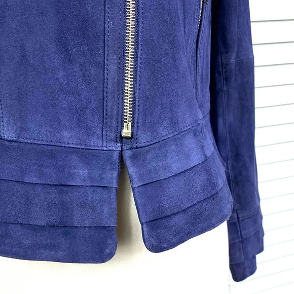 🚫SOLD! NWT🤩|•WHBM•| Navy Suede Moto Jacket* - Picture 9 of 16